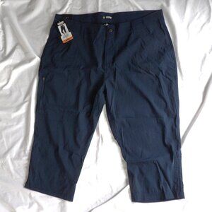 KHOMBU Women's Capris Lightweight Hiking Trek Pants Blue, NWT